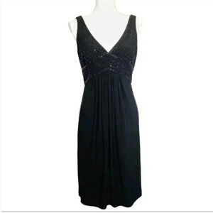 Jones New York  Black Beaded Bodice Dress Sz 6